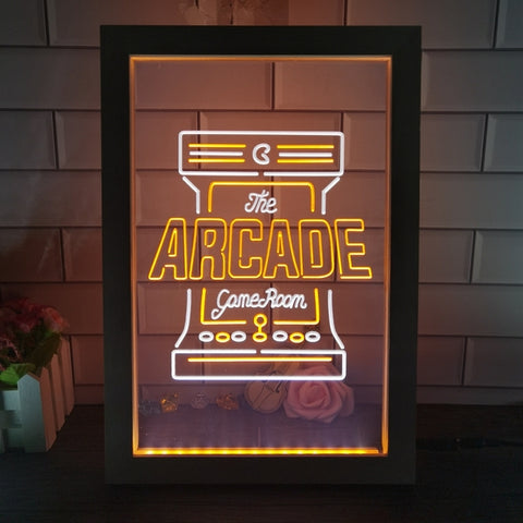 Image of Arcade Game Room Two Tone Sign - Luxury Framed Edition