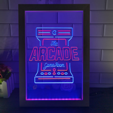 Image of Arcade Game Room Two Tone Sign - Luxury Framed Edition