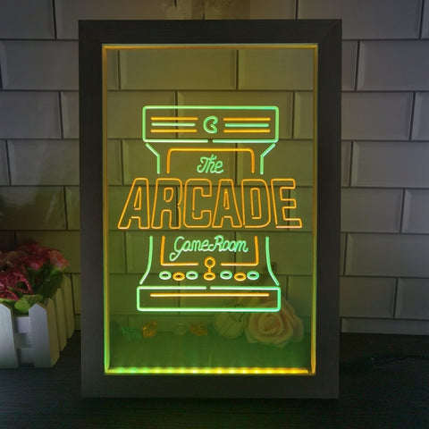 Image of Arcade Game Room Two Tone Sign - Luxury Framed Edition