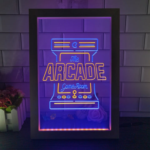 Image of Arcade Game Room Two Tone Sign - Luxury Framed Edition