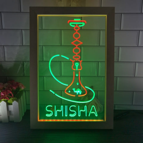 Image of Shisha Hookah Two Tone Sign - Luxury Framed Edition