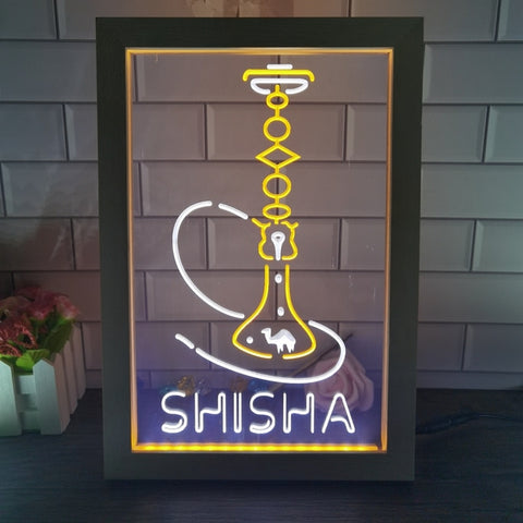 Image of Shisha Hookah Two Tone Sign - Luxury Framed Edition