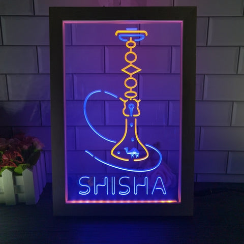 Image of Shisha Hookah Two Tone Sign - Luxury Framed Edition