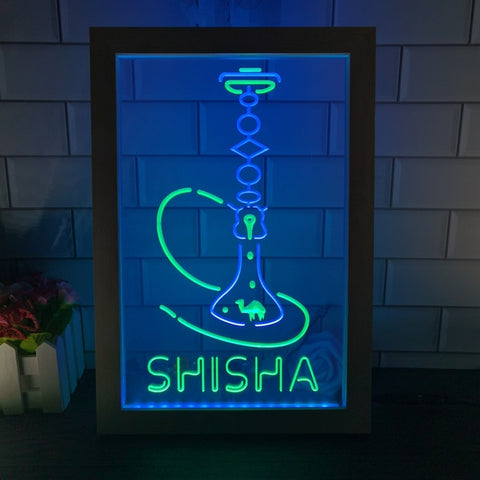 Image of Shisha Hookah Two Tone Sign - Luxury Framed Edition