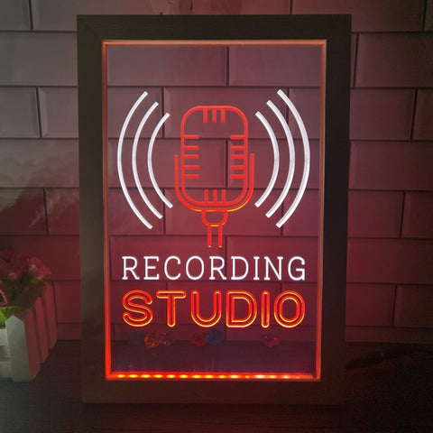 Image of Recording Studio Microphone Two Tone Sign - Luxury Framed Edition