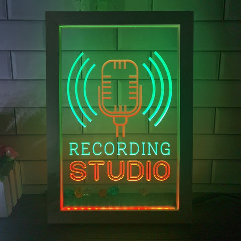 Image of Recording Studio Microphone Two Tone Sign - Luxury Framed Edition