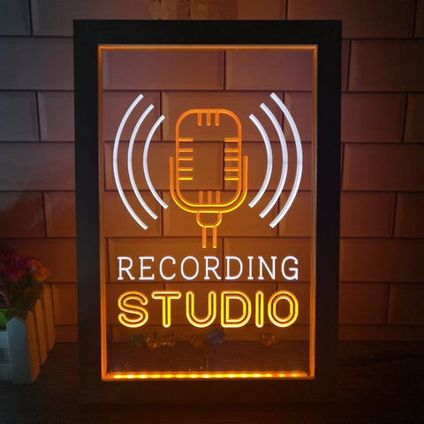 Image of Recording Studio Microphone Two Tone Sign - Luxury Framed Edition