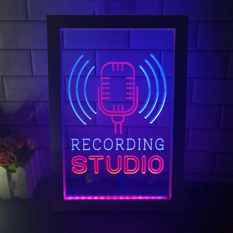 Image of Recording Studio Microphone Two Tone Sign - Luxury Framed Edition