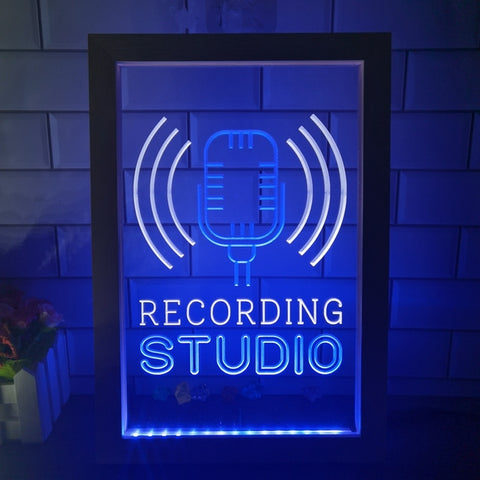 Image of Recording Studio Microphone Two Tone Sign - Luxury Framed Edition