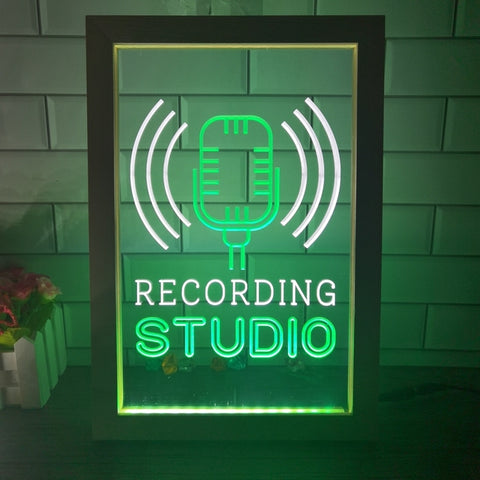 Image of Recording Studio Microphone Two Tone Sign - Luxury Framed Edition