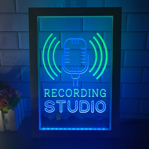 Image of Recording Studio Microphone Two Tone Sign - Luxury Framed Edition