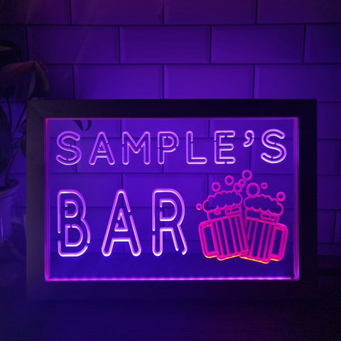 Image of Cheers Beers Bar Personalized Two Tone Sign - Luxury Framed Edition