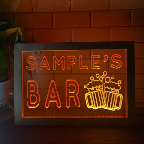 Image of Cheers Beers Bar Personalized Two Tone Sign - Luxury Framed Edition