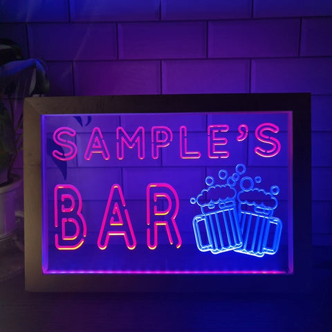 Image of Cheers Beers Bar Personalized Two Tone Sign - Luxury Framed Edition
