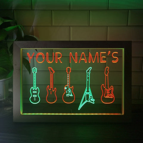 Image of Guitar Line Up Personalized Two Tone Sign - Luxury Framed Edition