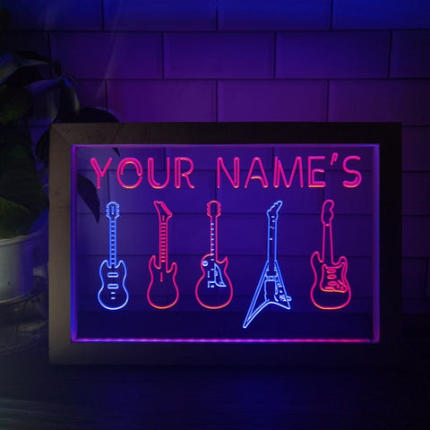 Image of Guitar Line Up Personalized Two Tone Sign - Luxury Framed Edition