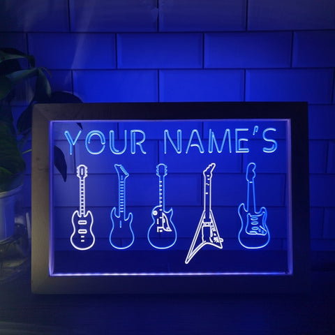 Image of Guitar Line Up Personalized Two Tone Sign - Luxury Framed Edition
