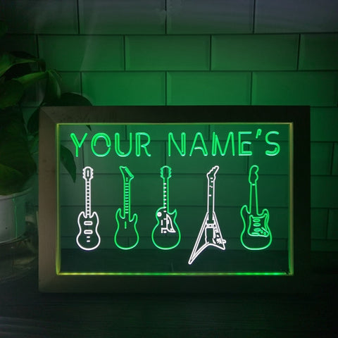 Image of Guitar Line Up Personalized Two Tone Sign - Luxury Framed Edition