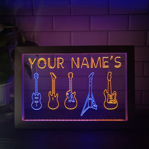 Image of Guitar Line Up Personalized Two Tone Sign - Luxury Framed Edition