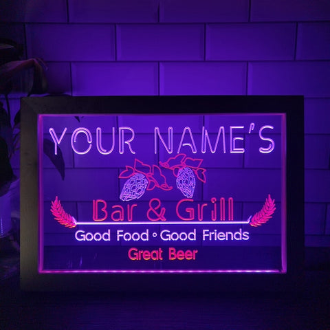 Image of Bar and Grill Two Tone Sign - Luxury Framed Edition
