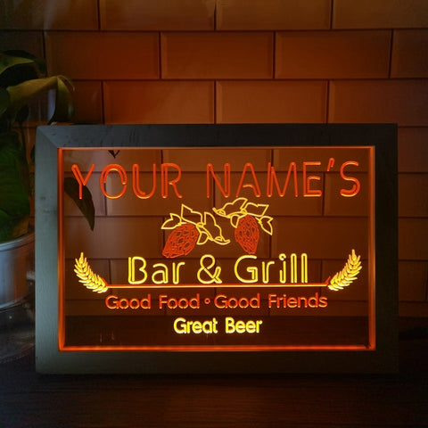 Image of Bar and Grill Two Tone Sign - Luxury Framed Edition