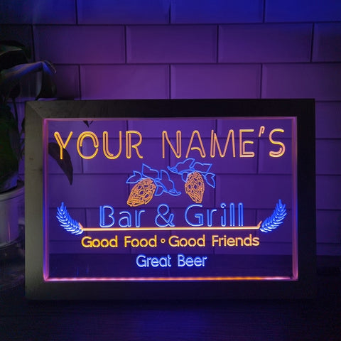 Image of Bar and Grill Two Tone Sign - Luxury Framed Edition