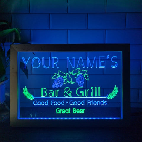 Image of Bar and Grill Two Tone Sign - Luxury Framed Edition