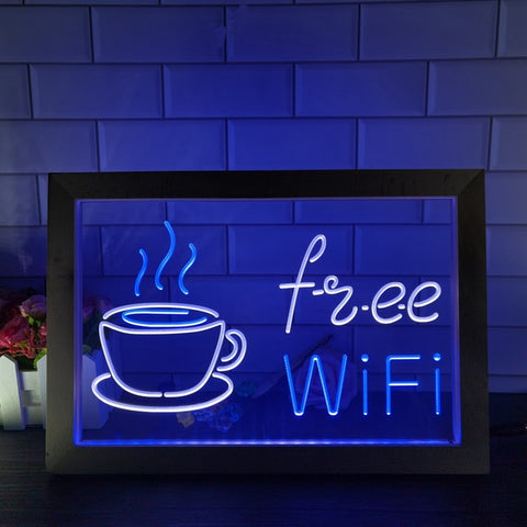 Image of Free Wi-Fi Coffee Shop Café Two Tone Sign - Luxury Framed Edition