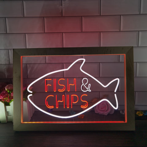 Image of Fish and Chips Two Tone Sign - Luxury Framed Edition