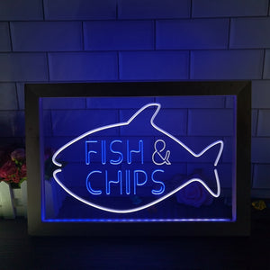 Fish and Chips Two Tone Sign - Luxury Framed Edition