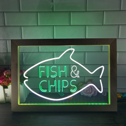 Image of Fish and Chips Two Tone Sign - Luxury Framed Edition