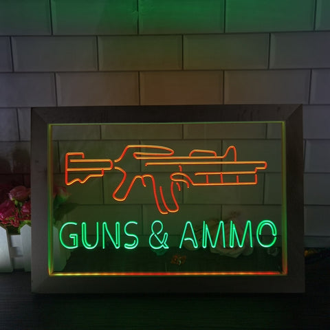 Image of Guns and Ammo Two Tone Sign - Luxury Framed Edition
