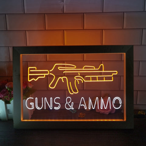 Image of Guns and Ammo Two Tone Sign - Luxury Framed Edition