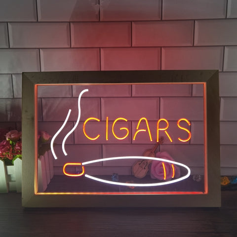 Image of Cigars Two Tone Sign - Luxury Framed Edition