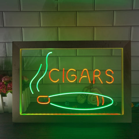 Image of Cigars Two Tone Sign - Luxury Framed Edition