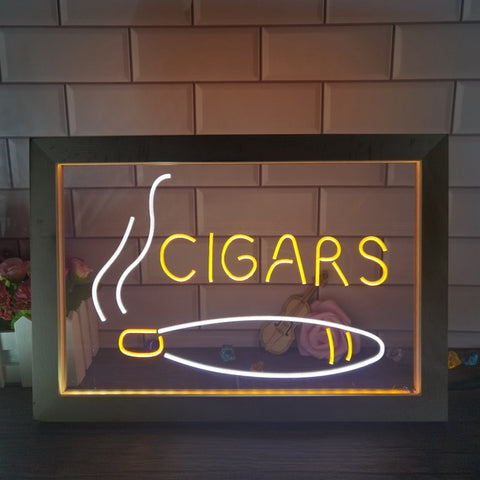 Image of Cigars Two Tone Sign - Luxury Framed Edition