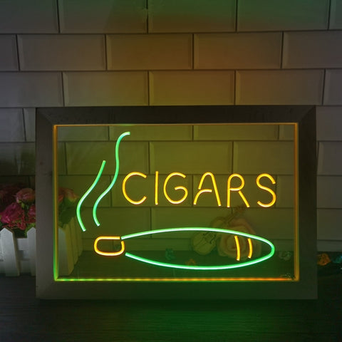 Image of Cigars Two Tone Sign - Luxury Framed Edition