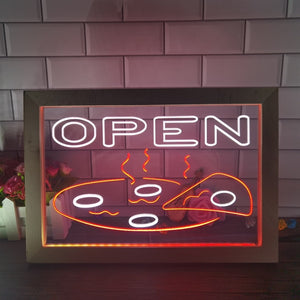 Open Pizza Restaurant Two Tone Sign - Luxury Framed Edition