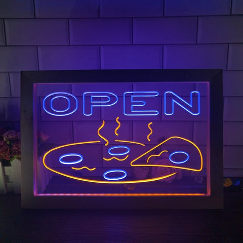 Image of Open Pizza Restaurant Two Tone Sign - Luxury Framed Edition