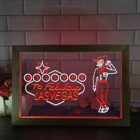 Image of Welcome to Las Vegas Two Tone Sign - Luxury Framed Edition