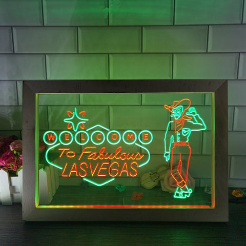 Image of Welcome to Las Vegas Two Tone Sign - Luxury Framed Edition