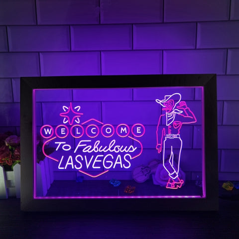 Image of Welcome to Las Vegas Two Tone Sign - Luxury Framed Edition