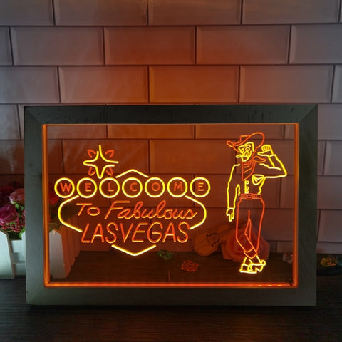Image of Welcome to Las Vegas Two Tone Sign - Luxury Framed Edition