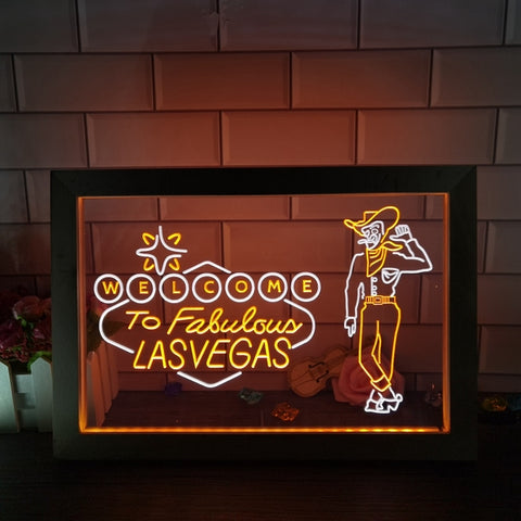 Image of Welcome to Las Vegas Two Tone Sign - Luxury Framed Edition