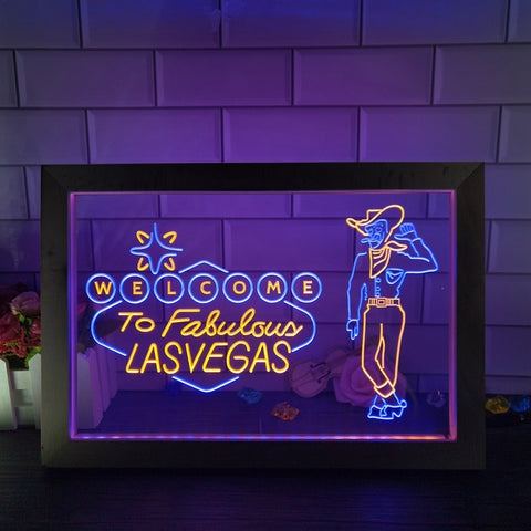 Image of Welcome to Las Vegas Two Tone Sign - Luxury Framed Edition