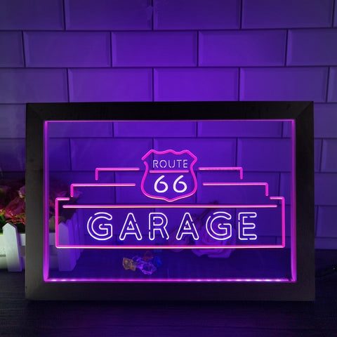 Image of Route 66 Garage Two Tone Sign - Luxury Framed Edition