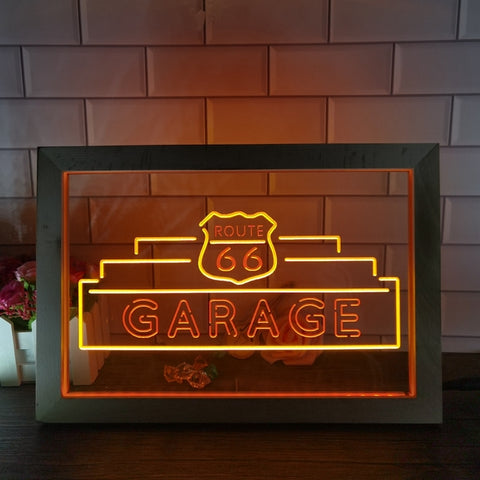 Image of Route 66 Garage Two Tone Sign - Luxury Framed Edition