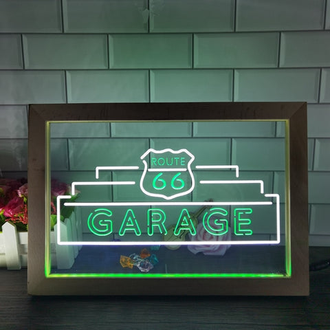 Image of Route 66 Garage Two Tone Sign - Luxury Framed Edition