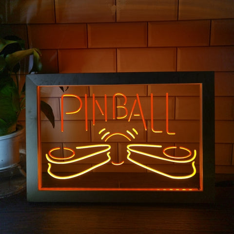 Image of Pinball Machine Flippers Two Tone Sign - Luxury Framed Edition