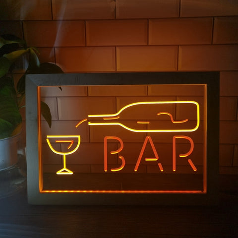 Image of Pouring Bottle Two Tone Bar Sign - Luxury Framed Edition